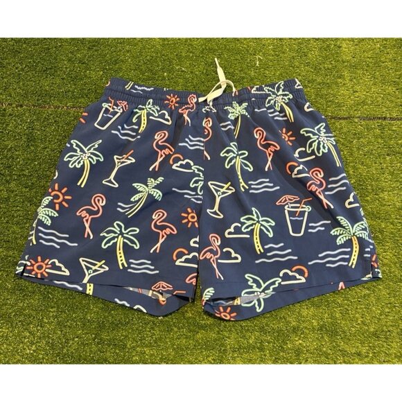 Chubbies swim trunks mens medium blue neon lights lighweight 5.5" inseam 11 - Picture 1 of 6
